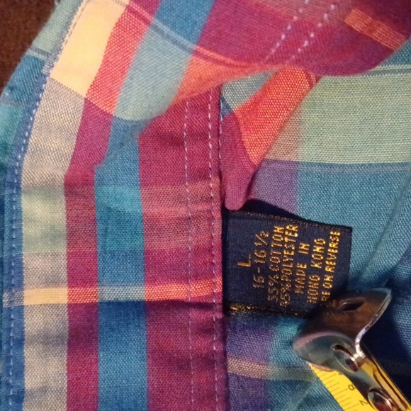 JOS. A. BANK SPORTSWEAR, MENS PLAID, SHIRT, SIZE LARGE, 16- 16 1/2. - Picture 5 of 6